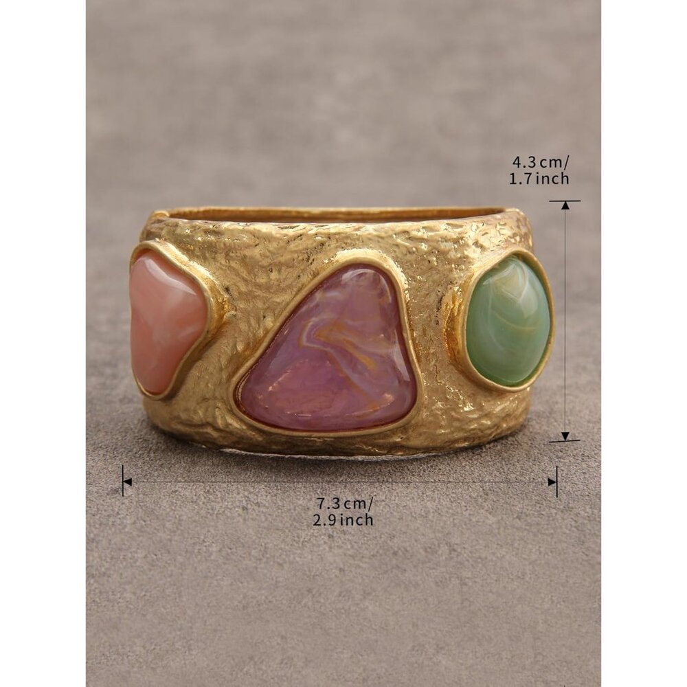 Gold Silver Beaded Stackable Boho Cuff Bracelet F… - image 7